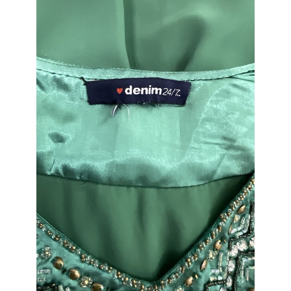 Womens Beaded Sheer Sequin Top Plus Fairy Formal Cocktail Satin Trim Feminine - Picture 5 of 6